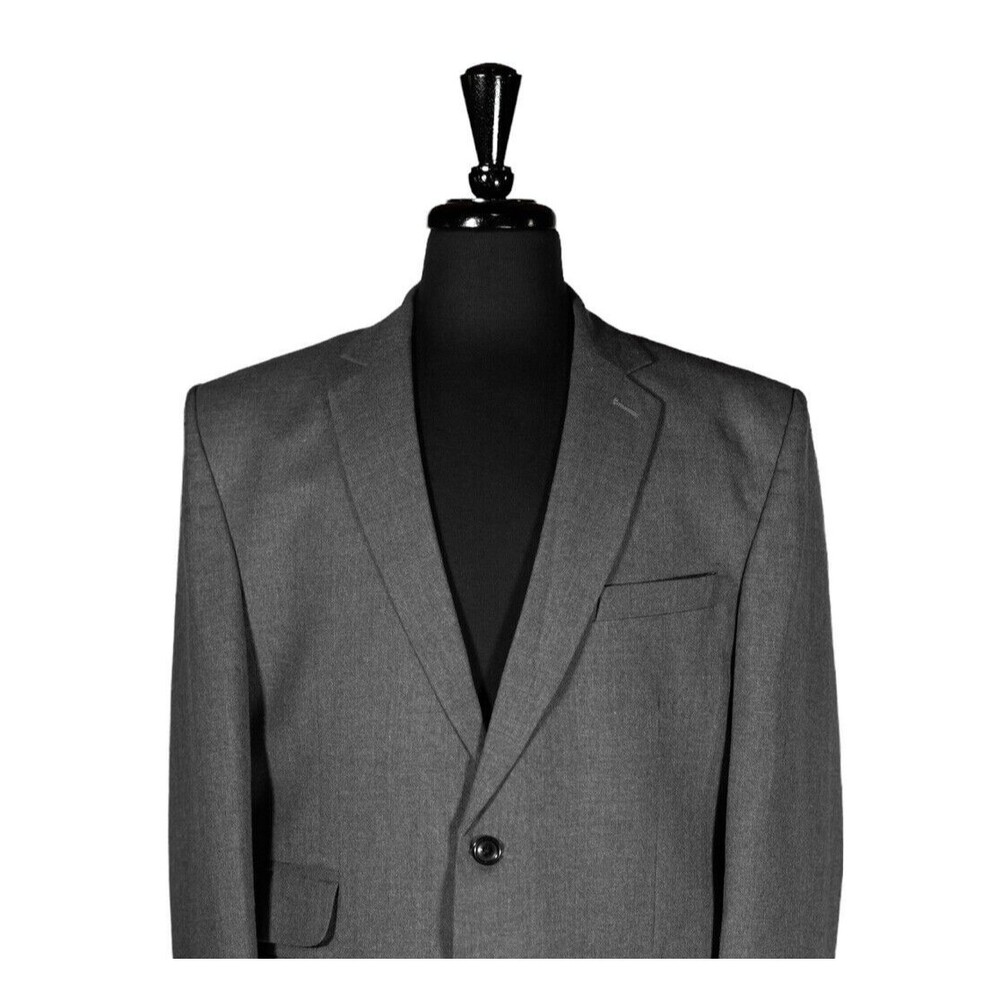 Mens Blazer Gray 100% Wool Lined Business Casual Jacket Wedding Sport Coat 42R - Picture 3 of 7